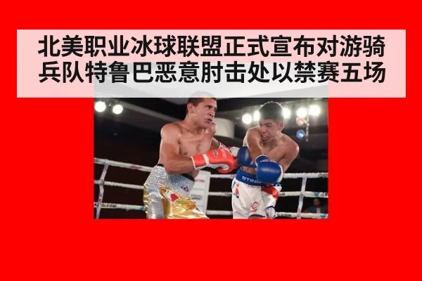北美职业冰球联盟正式宣布对游骑兵队特鲁巴恶意肘击处以禁赛五场